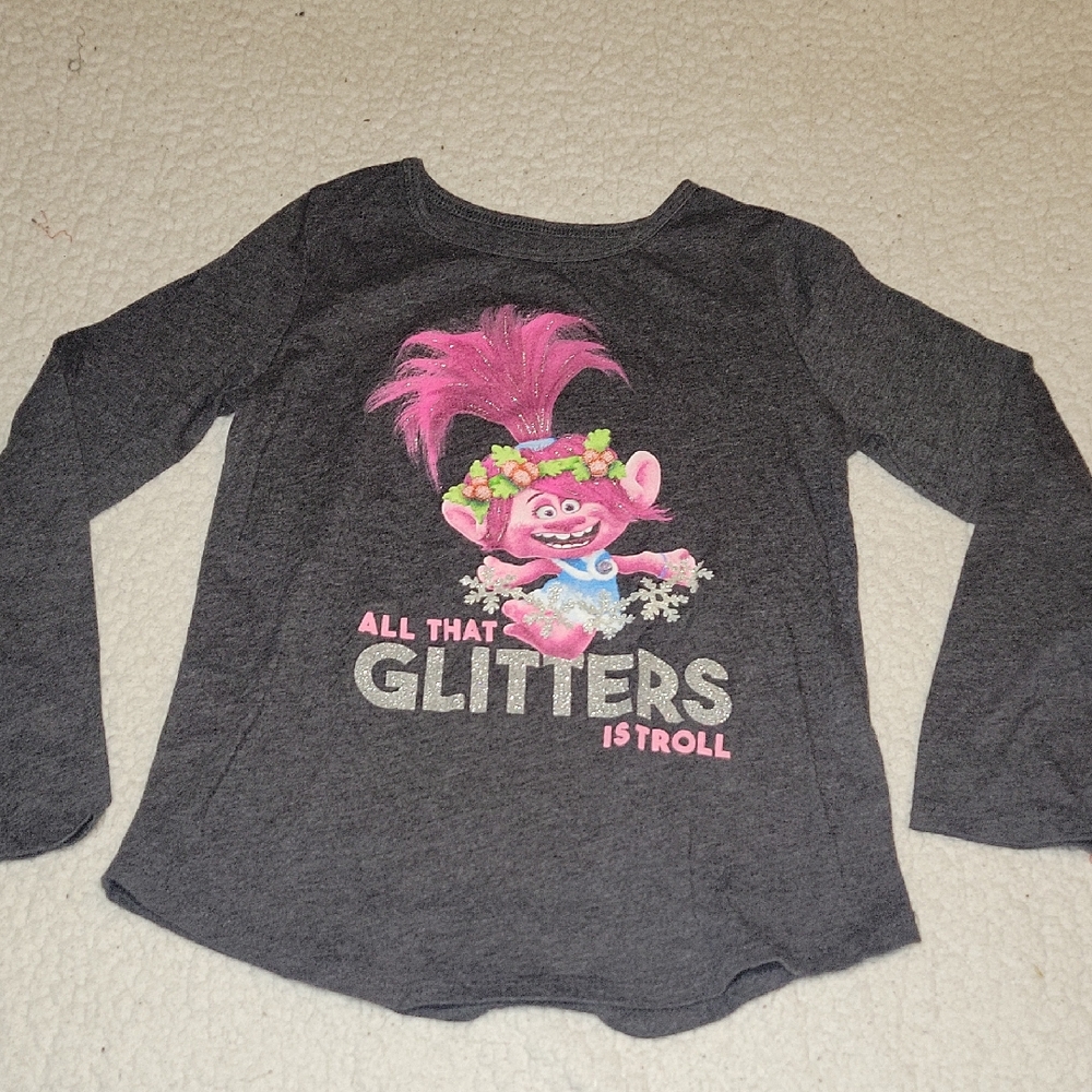 Jumping Beans Trolls Long Sleeve Shirt - Dark Gray and Pink